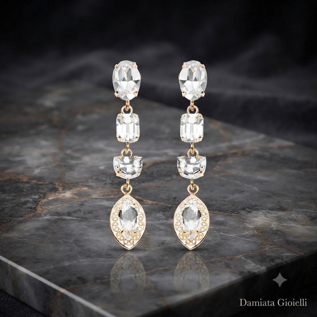 Orecchini donna Ottaviani in lega metallica dorata e cubic zirconia 501183O