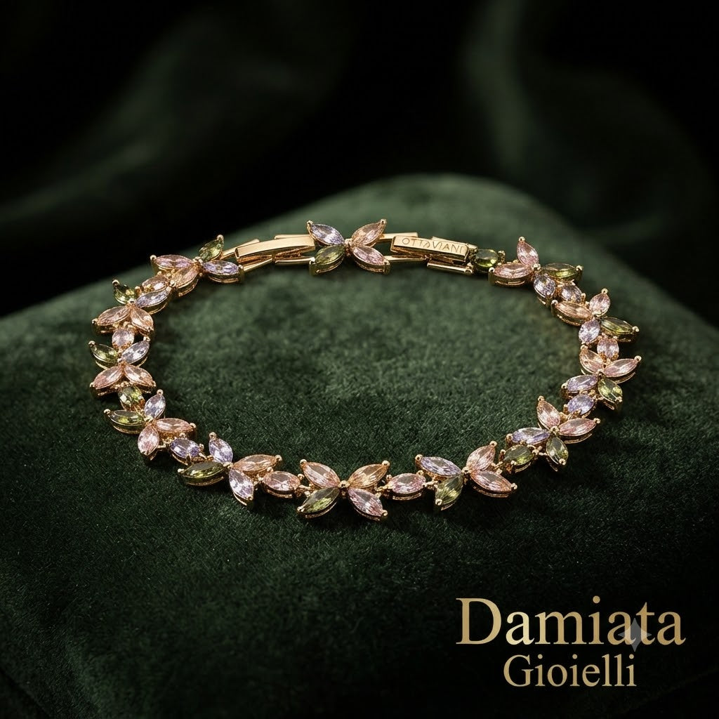 Bracciale donna Ottaviani in lega metallica dorata e cubic zirconia bianchi 501225B