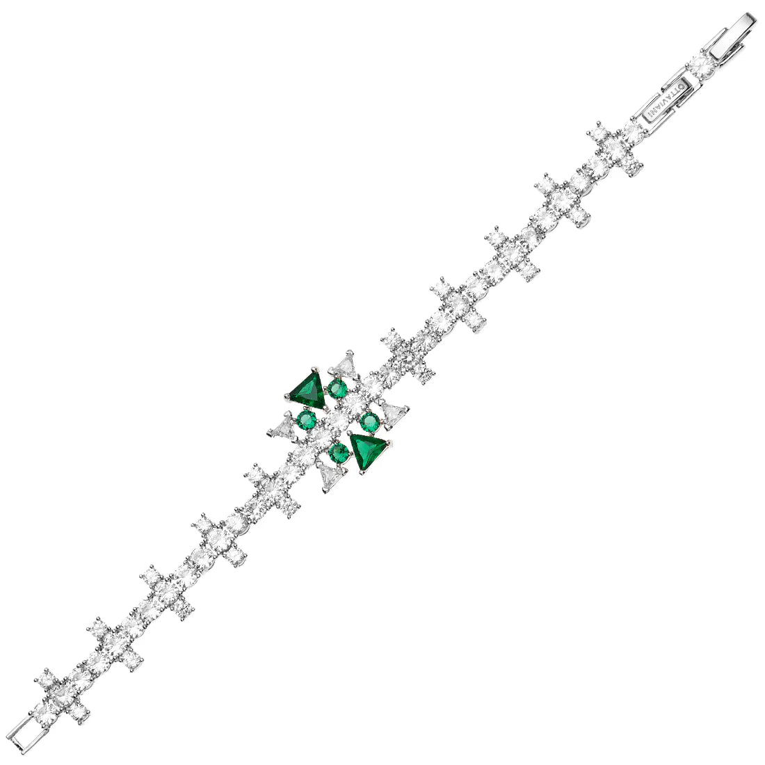 Bracciale donna Ottaviani in lega metallica e cubic zirconia bianchi e verdi 501229B