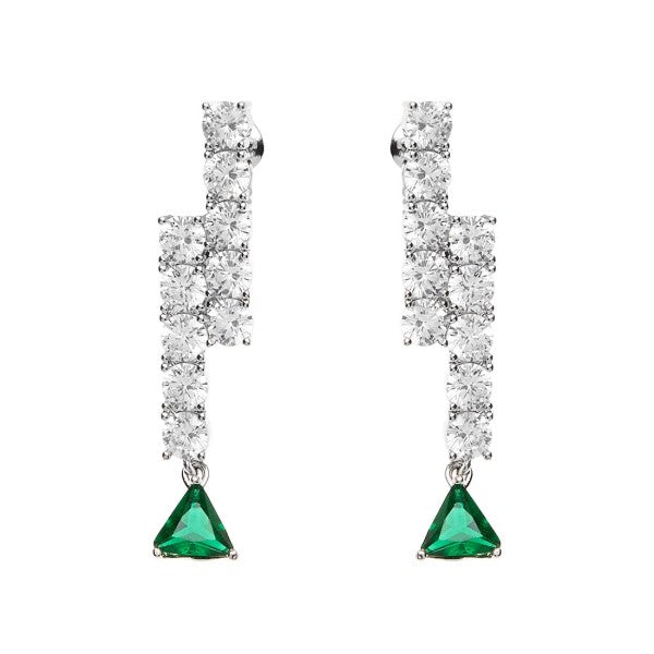 Orecchini donna Ottaviani in lega metallica e cubic zirconia bianchi e verdi 501229O