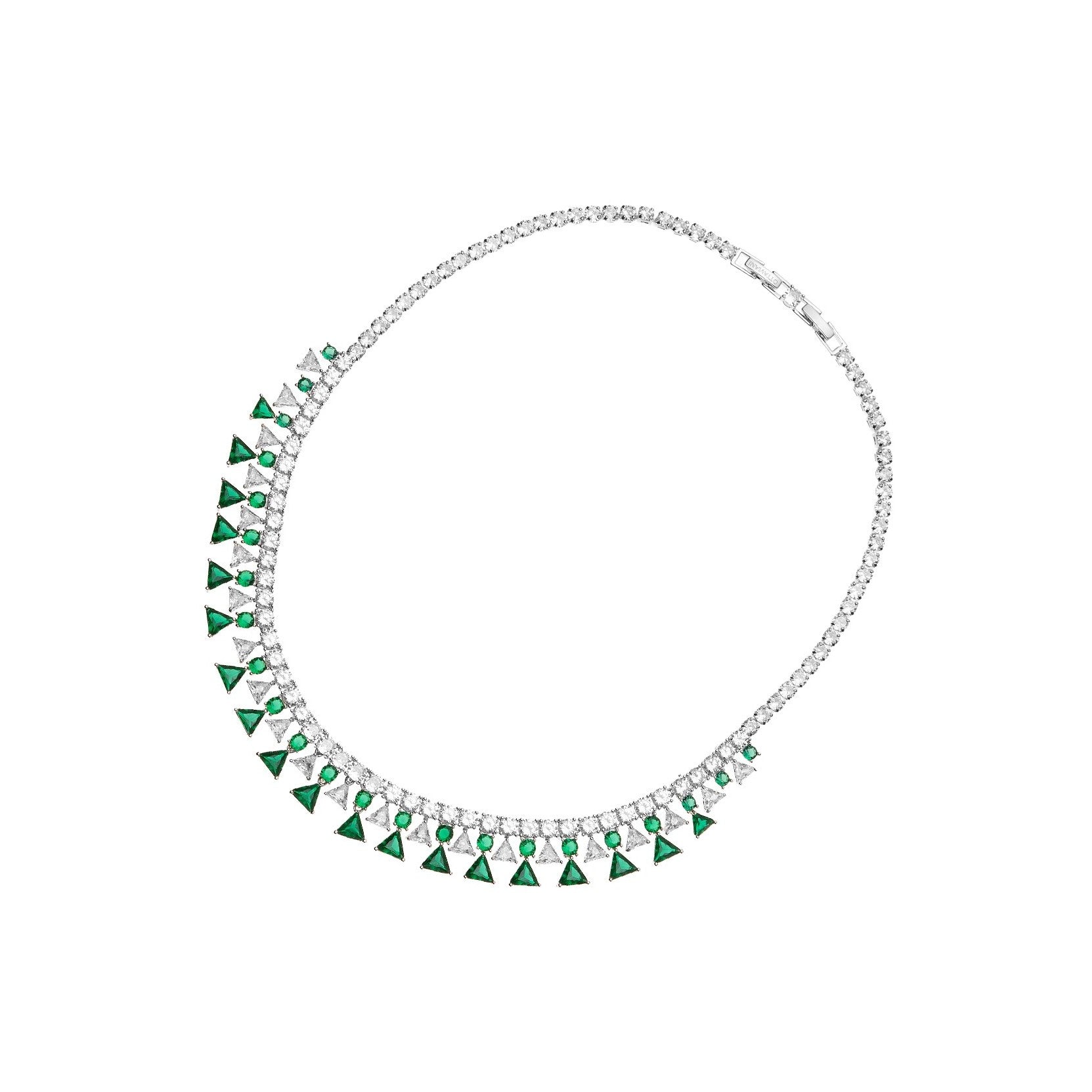 Collana donna Ottaviani in lega metallica e cubic zirconia bianchi e verde 501229C