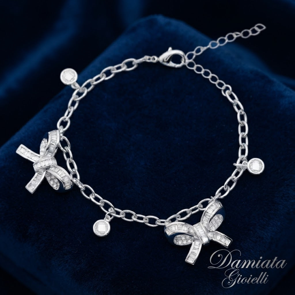 Bracciale fiocco donna Ottaviani in lega metallica e cubic zirconia bianchi 501245B