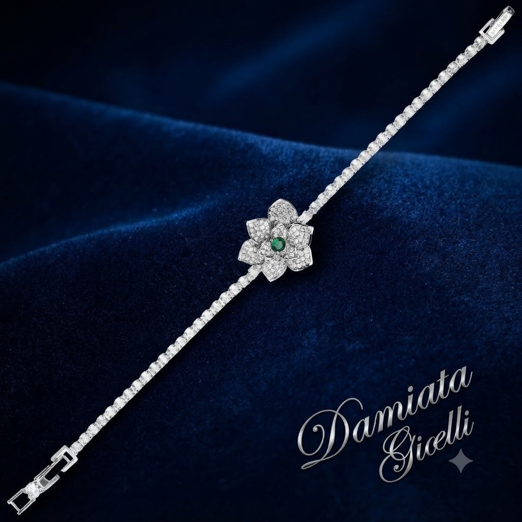 Bracciale donna Ottaviani in lega metallica e cubic zirconia bianchi e verdi 501272B