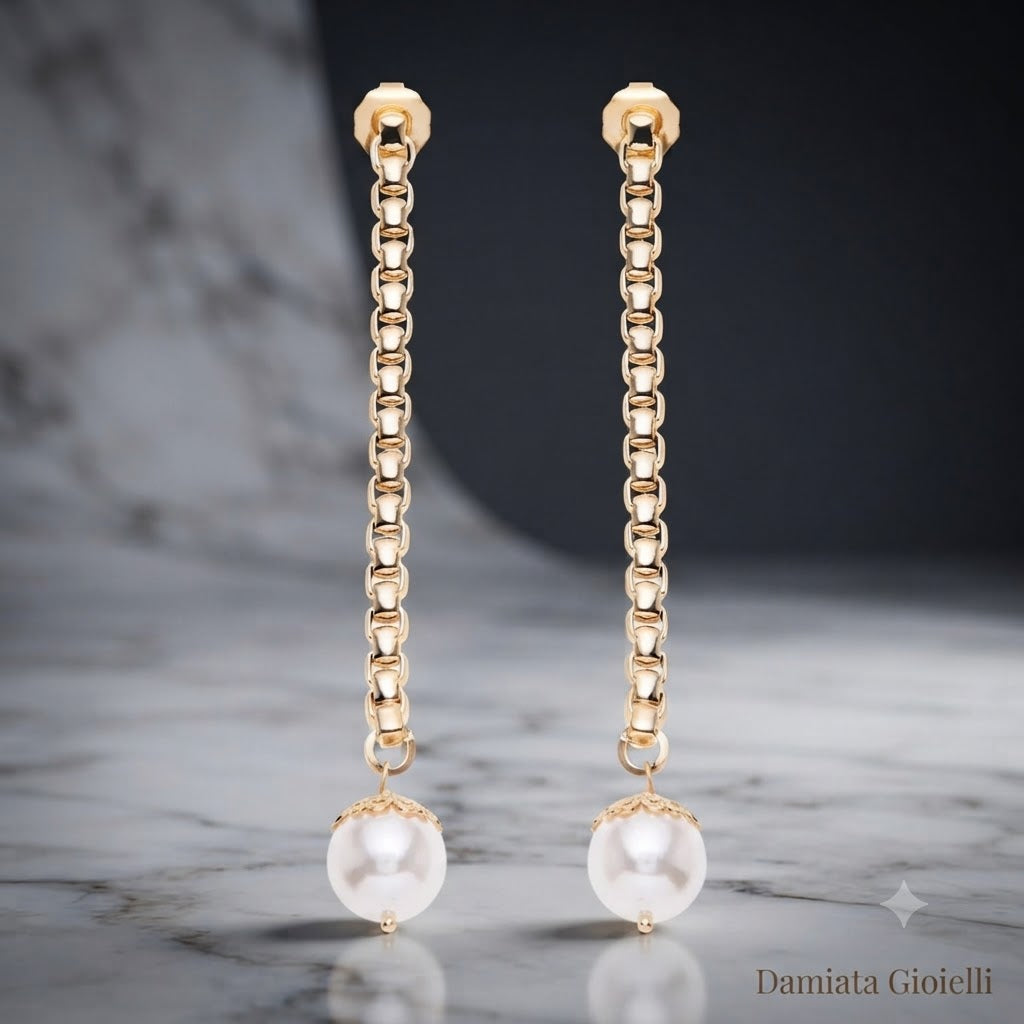 Orecchini donna Ottaviani in lega metallica e perle cubic zirconia bianche 501310O