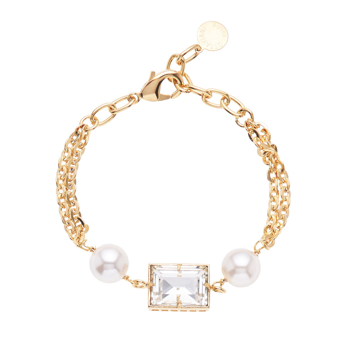 Bracciale donna Ottaviani in lega metallica dorata, cubic zirconia e perle 501313B
