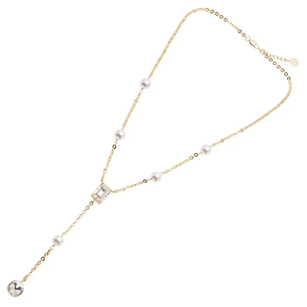 Collana donna Ottaviani in lega metallica dorata e cristalli e perle bianche 501313C
