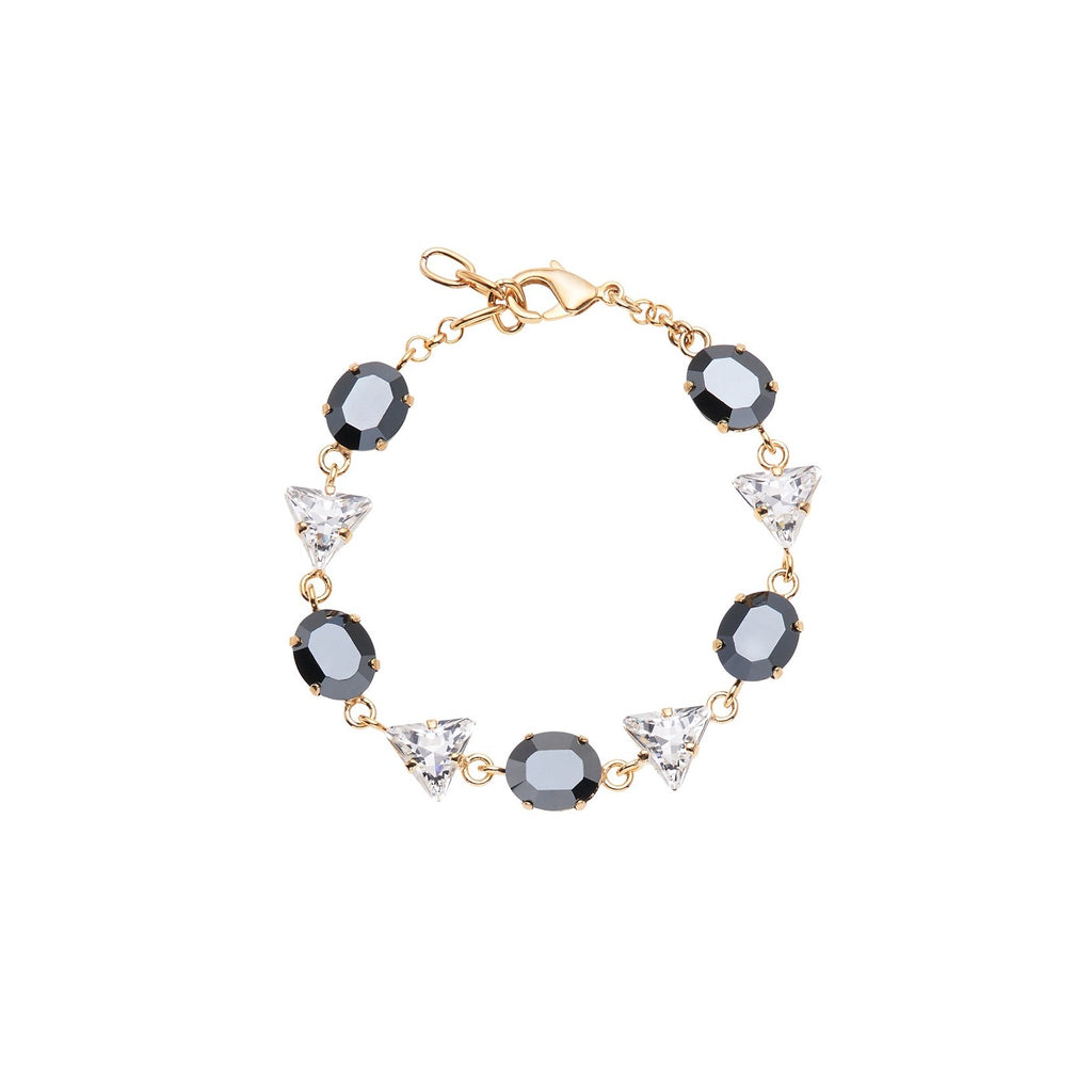 Bracciale donna Ottaviani in lega metallica dorata e cristalli bianchi e neri 501317B