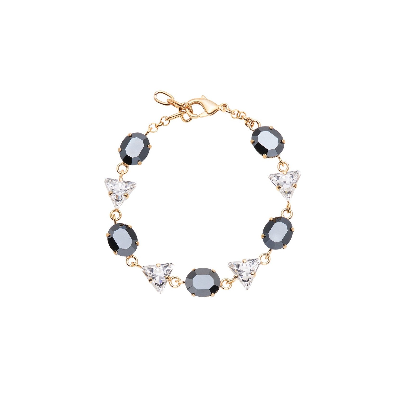 Bracciale donna Ottaviani in lega metallica dorata e cristalli bianchi e neri 501317B