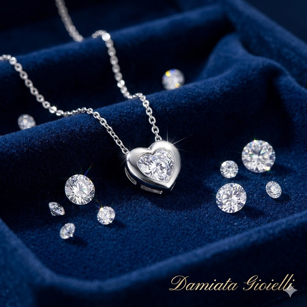 Collana punto luce cuore donna Trova Gioielli in argento e zircone 5020