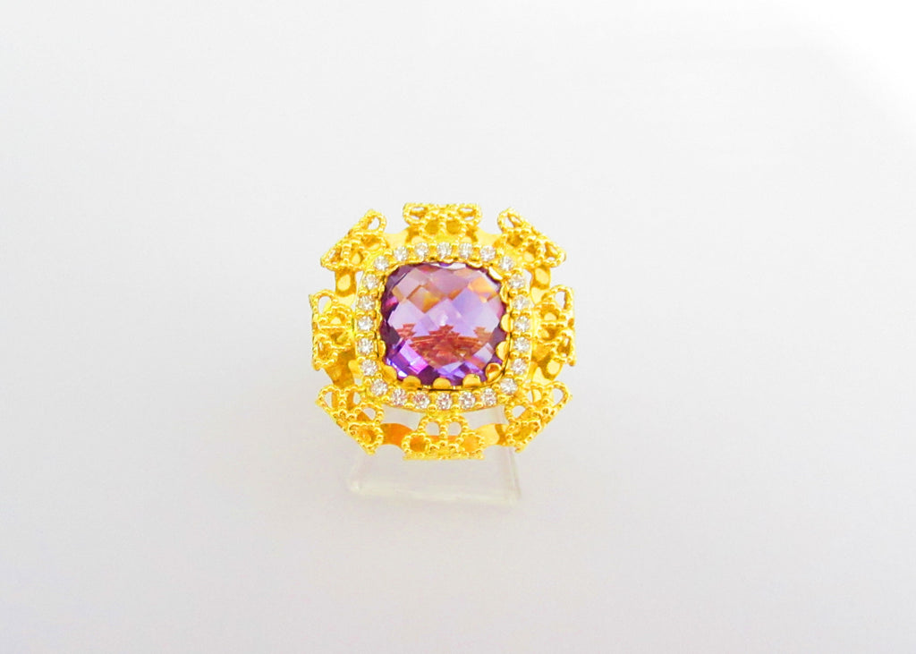 Anello fantasia donna Damiata Gioielli in oro giallo con quarzo e zirconi 5116/5/102