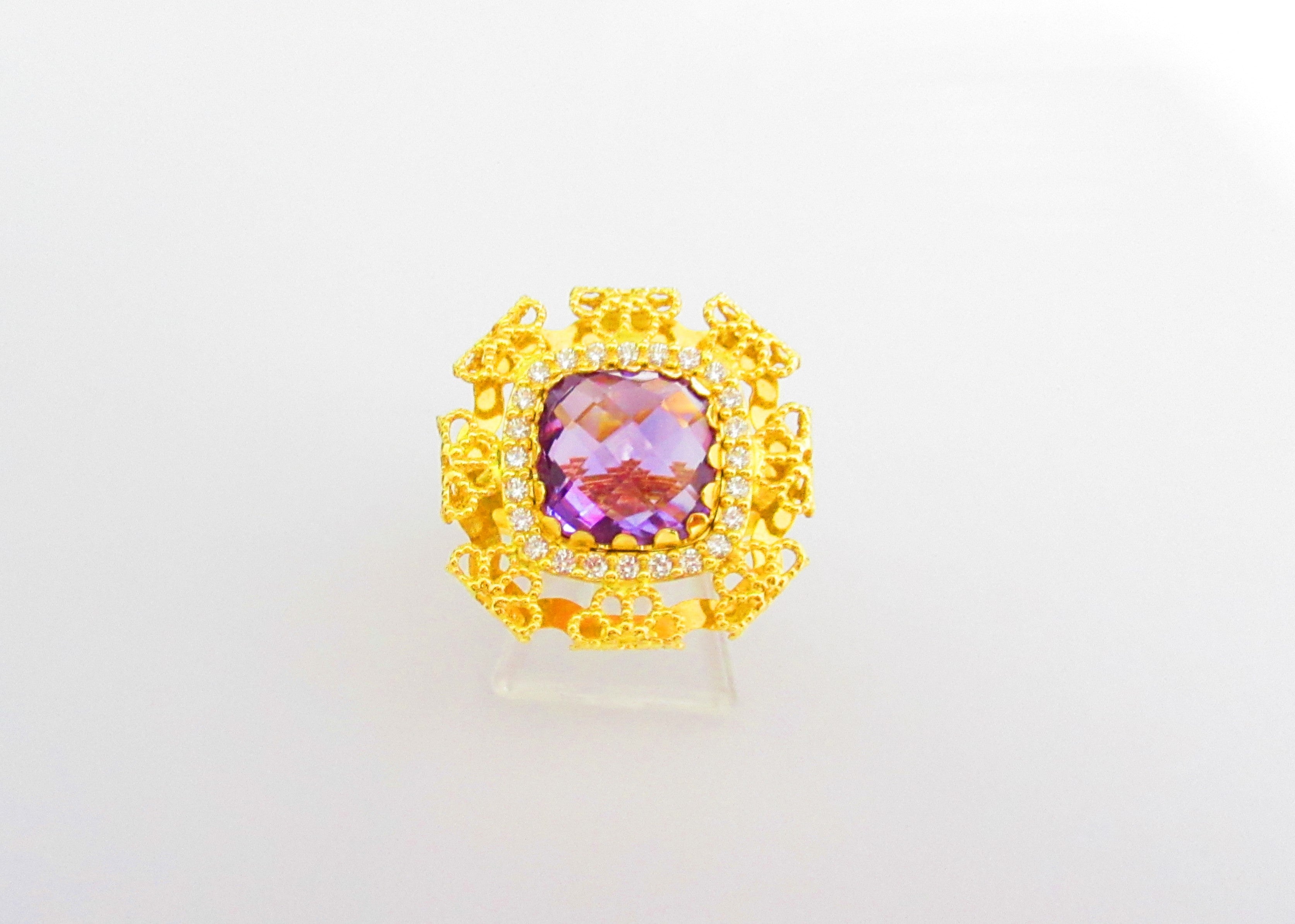 Anello fantasia donna Damiata Gioielli in oro giallo con quarzo e zirconi 5116/5/102