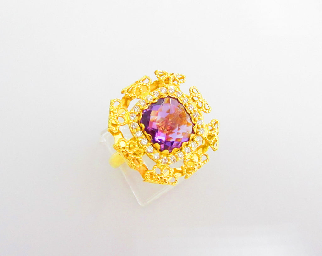Anello fantasia donna Damiata Gioielli in oro giallo con quarzo e zirconi 5116/5/102