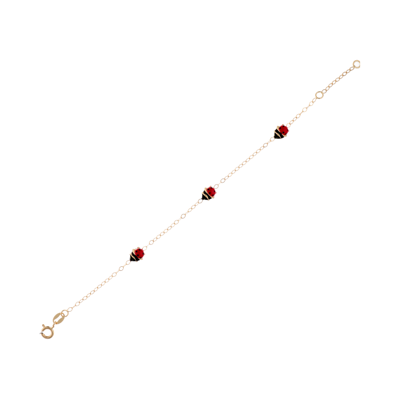 Bracciale con coccinelle bambina Damiata Gioielli in oro giallo smaltato 514/5/102/4