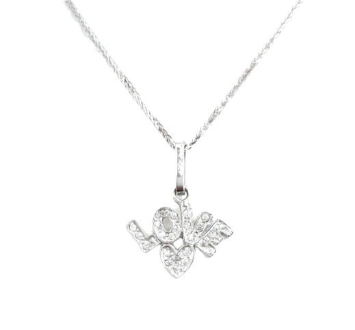 Collana con pendente "LOVE" donna Damiata Gioielli in oro bianco con zirconi 519/5/102+325/102