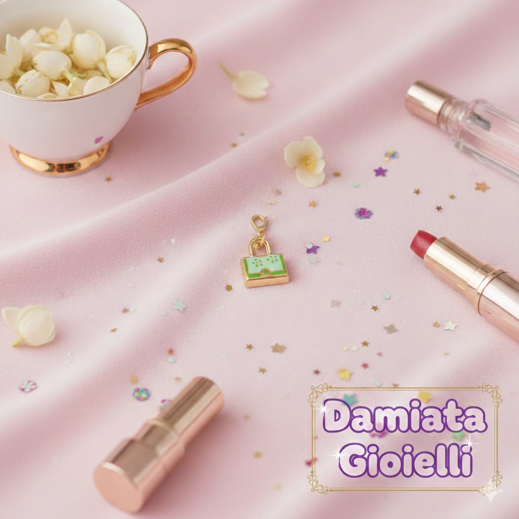 Ciondolo borsetta donna Damiata Gioielli in oro giallo smaltato 523/5/102/4