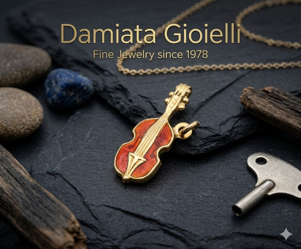 Ciondolo violino unisex Damiata Gioielli in oro giallo smaltato 524/102