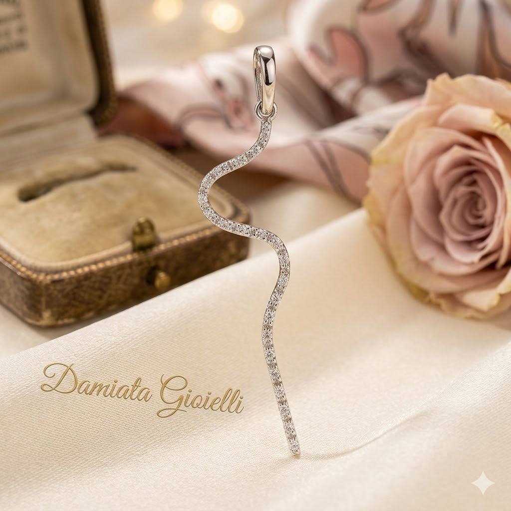 Ciondolo fantasia donna Damiata Gioielli in oro bianco con zirconi 529/5/102/3