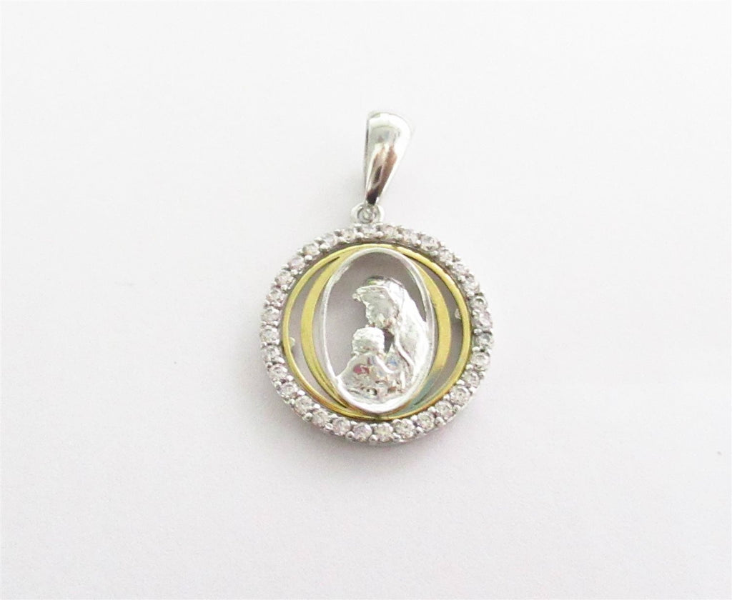 Medaglia con maternità donna Damiata Gioielli in oro bianco e giallo con zirconi 535/5/102
