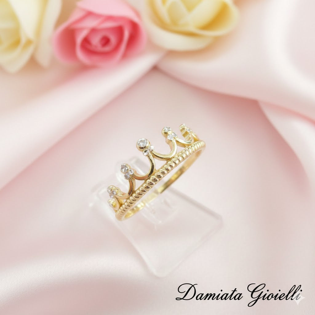 Anello corona donna Damiata Gioielli in oro bianco e giallo 538/5/102/4