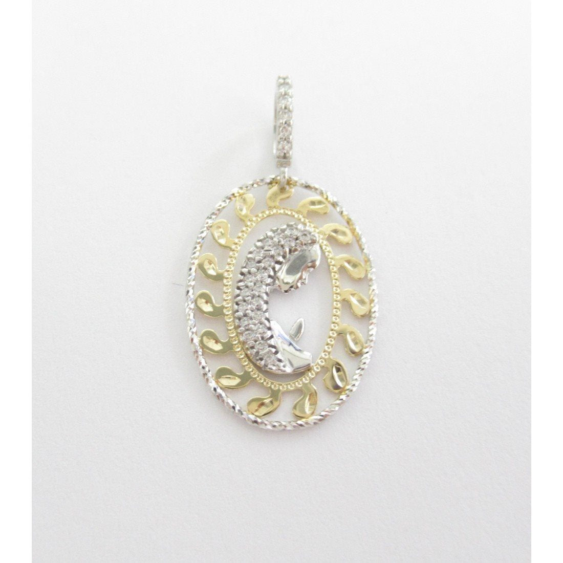 Ciondolo donna Damiata Gioielli in oro bianco e giallo e zirconi raffigurante la Madonna 541/102-CI