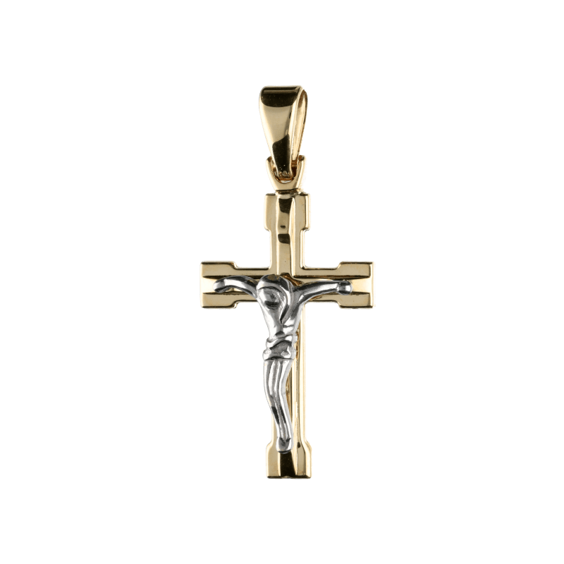 Ciondolo a croce unisex Damiata Gioielli in oro giallo e bianco 543/102/4