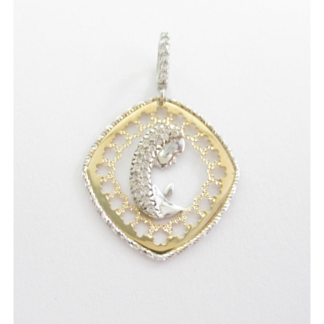 Ciondolo Madonna donna Damiata Gioielli in oro giallo e bianco e zirconi 543/102/1