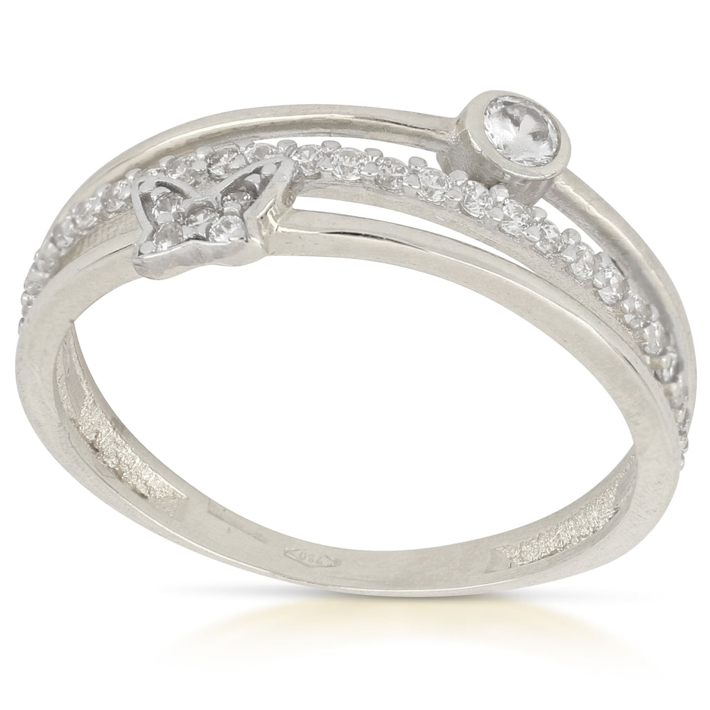 Anello con farfalla donna Damiata Gioielli in oro bianco e zirconi 543/5/102/5