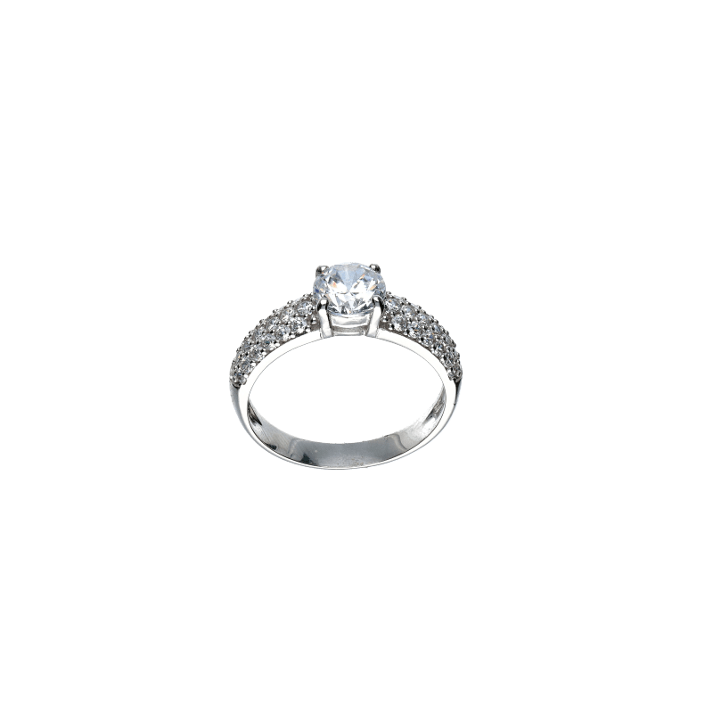 Anello solitario donna Damiata Gioielli in oro bianco e zirconi 548/102