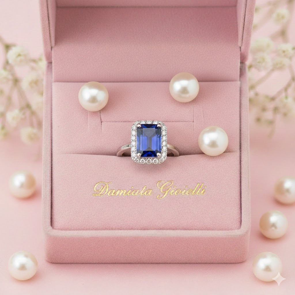 Anello donna Damiata Gioielli in oro bianco, zirconi e quarzo 549/102/2