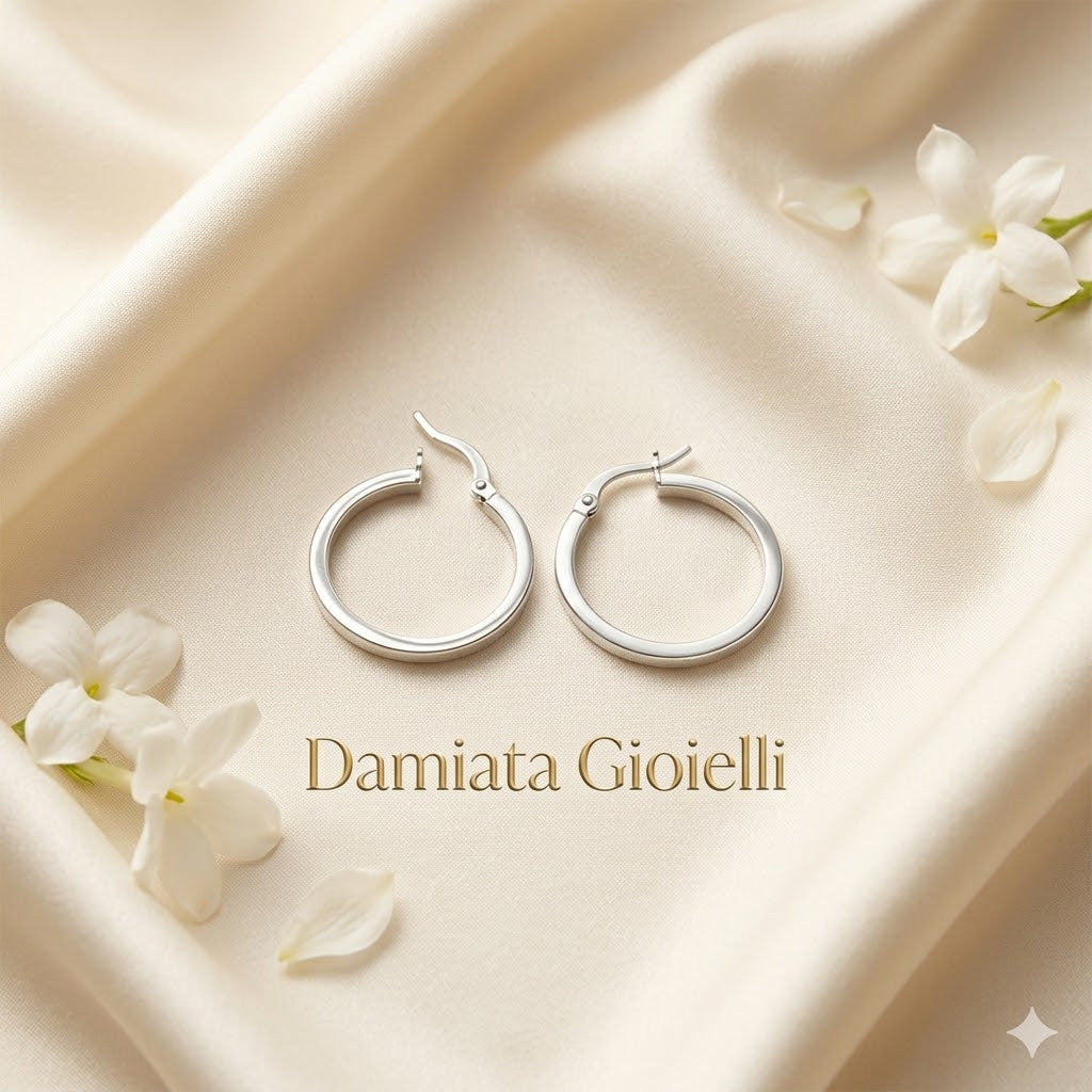 Orecchini a cerchio donna Damiata Gioielli in oro bianco 552/5/102/1