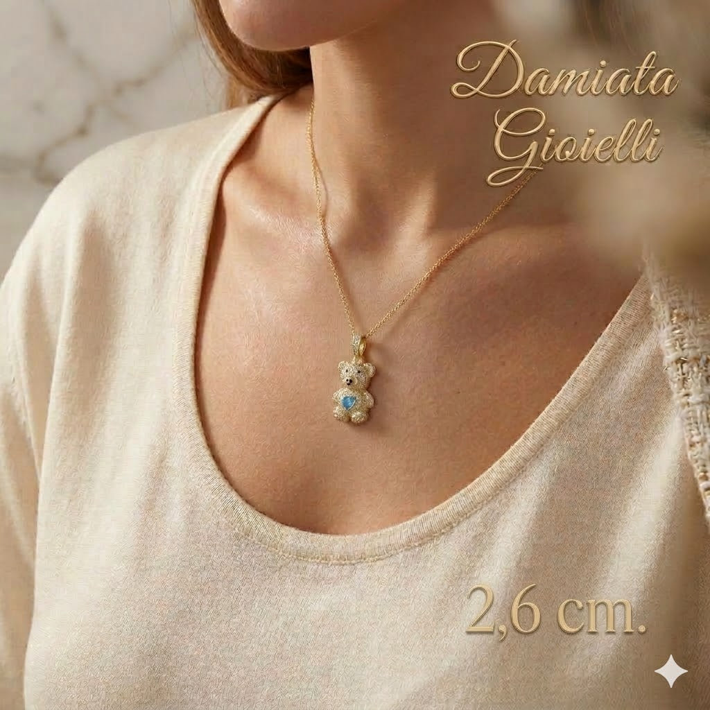 Ciondolo a orsacchiotto donna Damiata Gioielli in oro giallo e zirconi 554/5/102/1