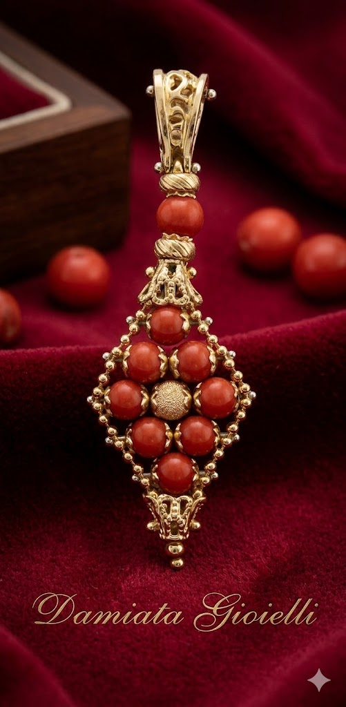 Charm donna Sun Day in oro giallo e corallo 556