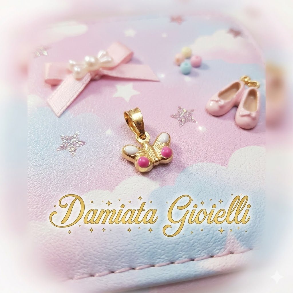 Ciondolo a farfalla bambina Damiata Gioielli in oro giallo smaltato 56/5/102