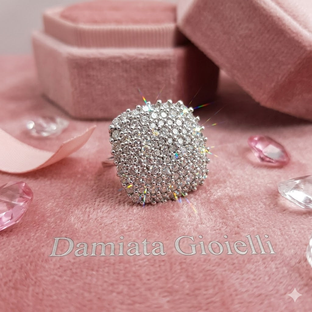 Anello donna Damiata Gioielli in oro bianco con zirconi 575/5/102/1