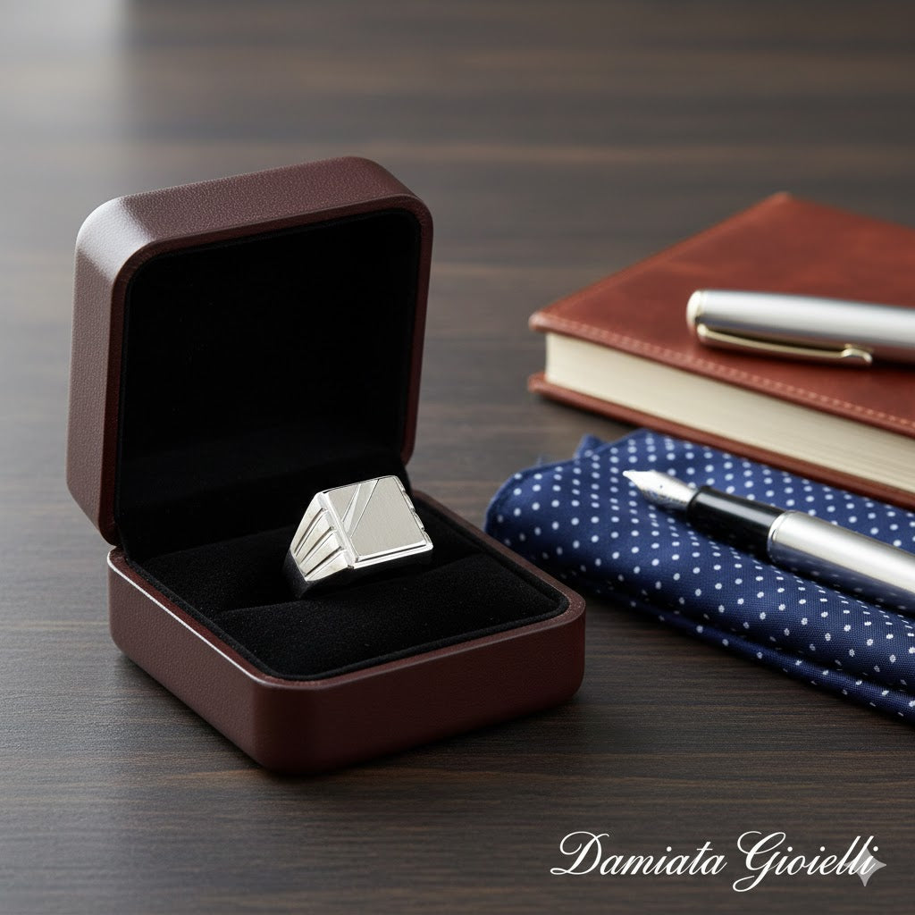 Anello uomo Damiata Gioielli in oro bianco 981/102/1