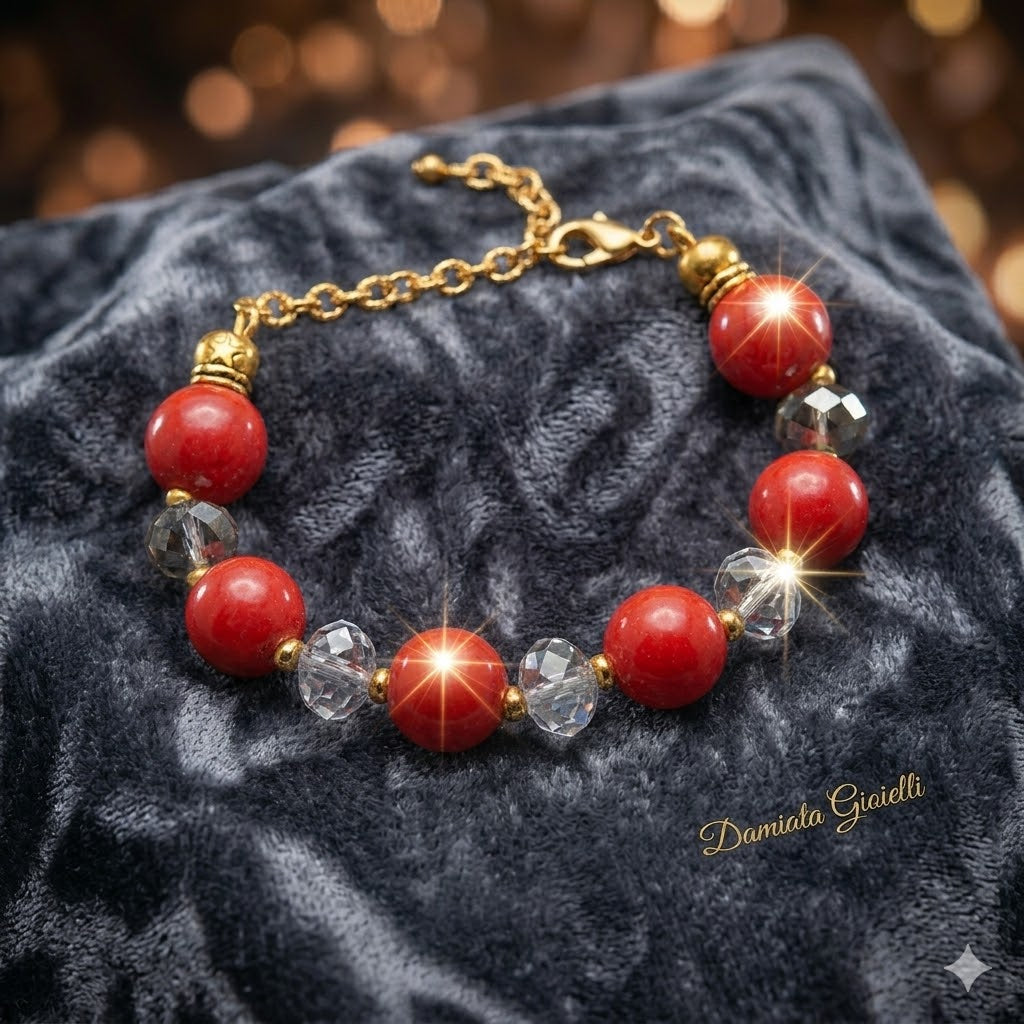 Bracciale donna Rotondo in alluminio e porcellana rossa ref. 58ROSSO