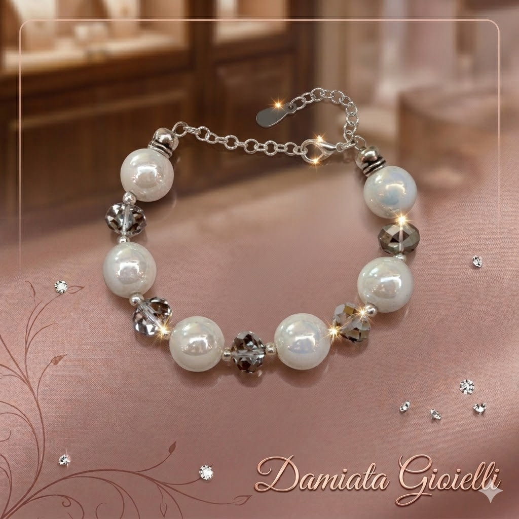 Bracciale donna Rotondo in alluminio e porcellana bianca ref. 58 BIANCA