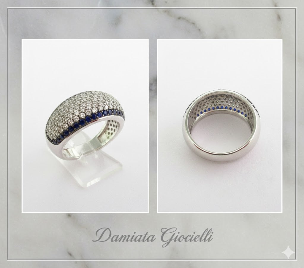 Anello a fascia donna Damiata Gioielli in oro bianco e zirconi 592/5/102