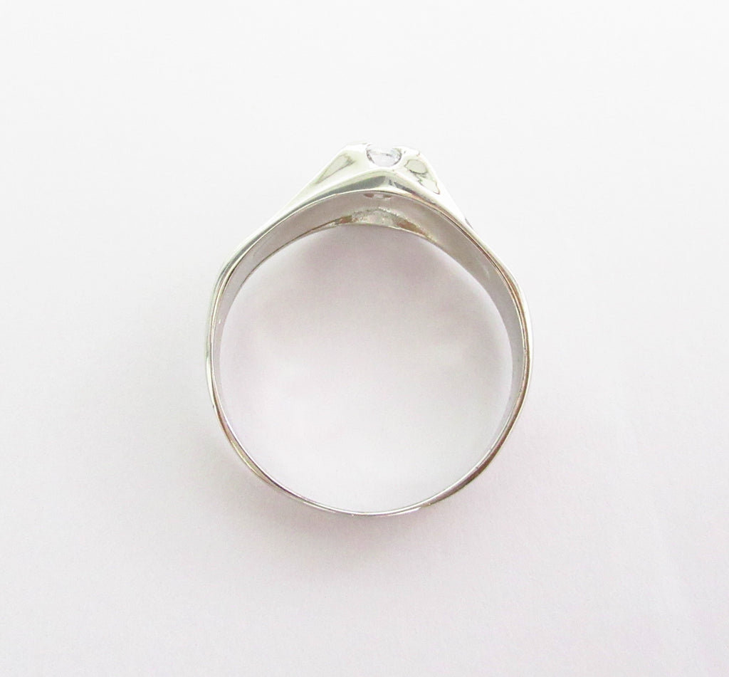 Anello solitario uomo Damiata Gioielli in oro bianco e zircone 594/102