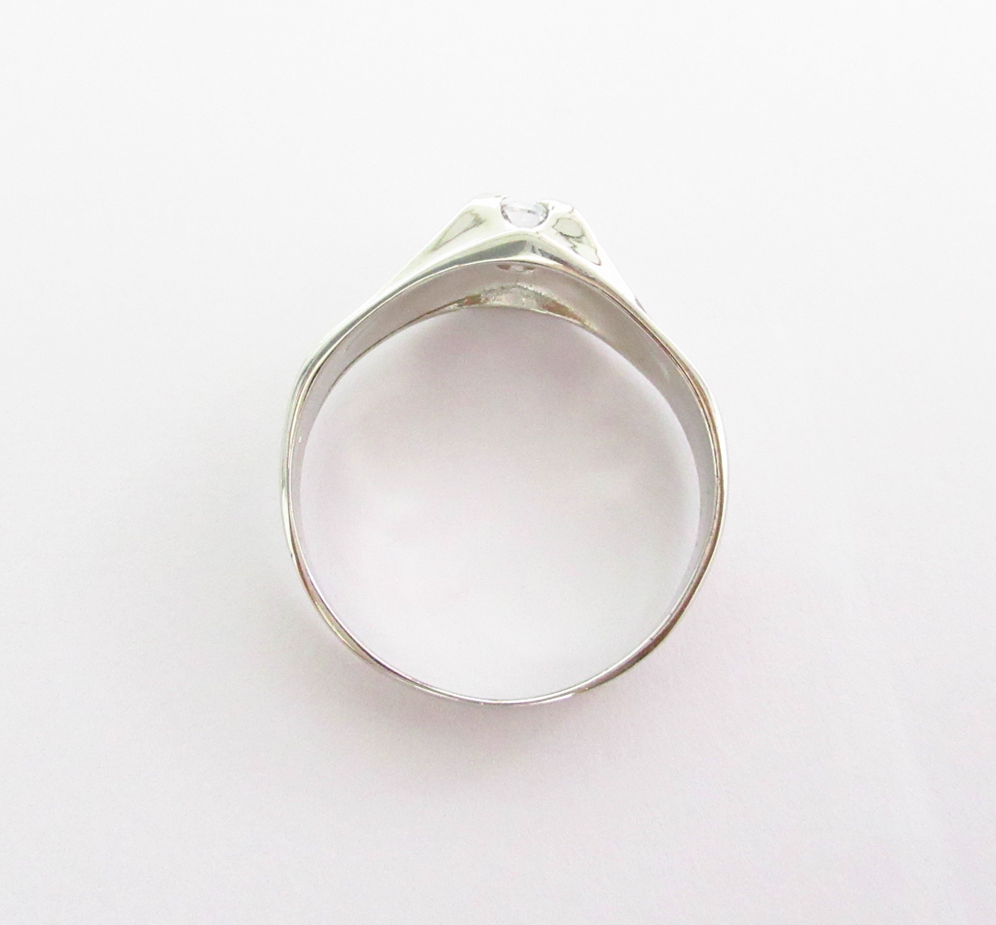 Anello solitario uomo Damiata Gioielli in oro bianco e zircone 594/102