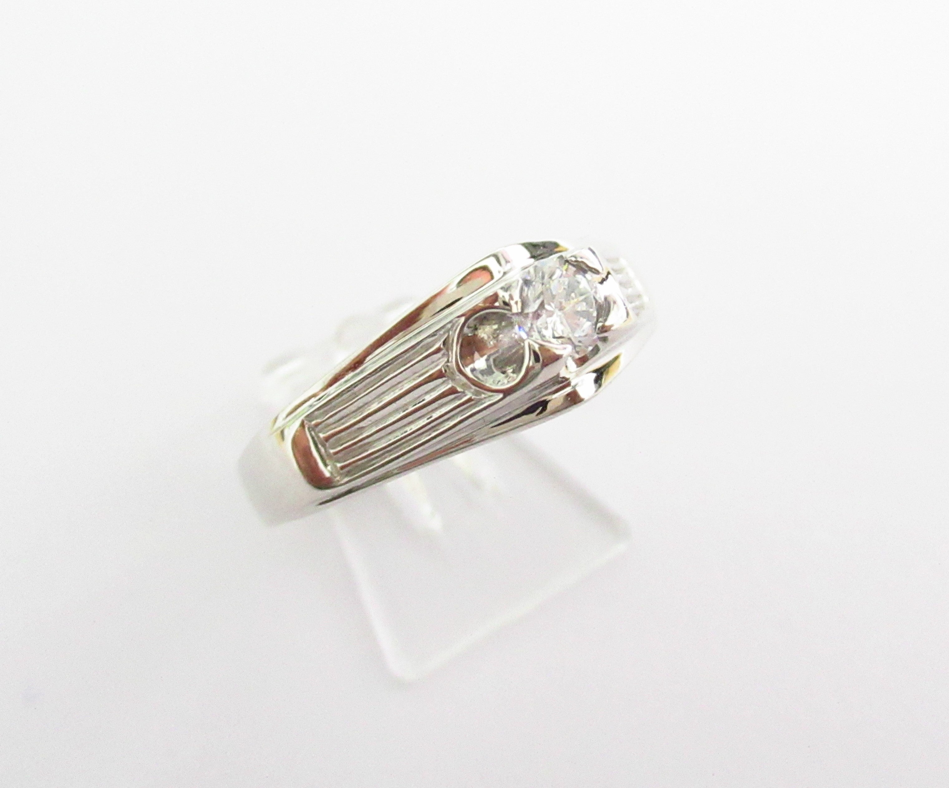 Anello solitario uomo Damiata Gioielli in oro bianco e zircone 594/102