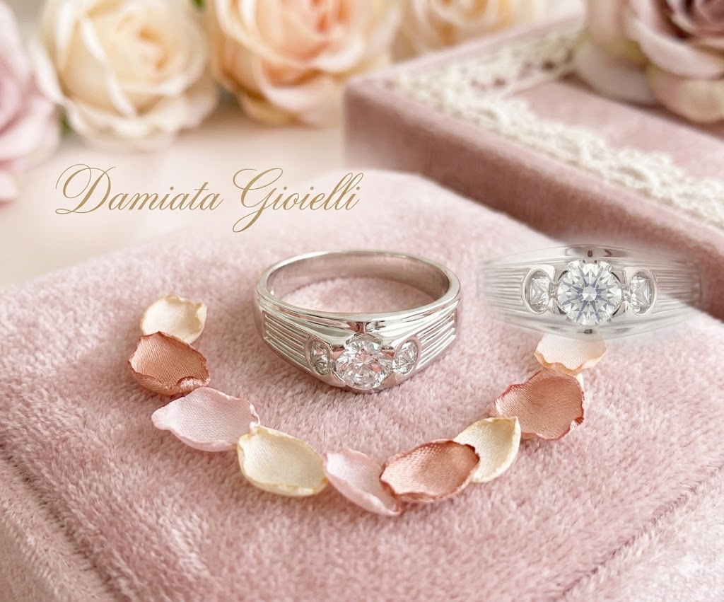 Anello solitario uomo Damiata Gioielli in oro bianco e zircone 594/102