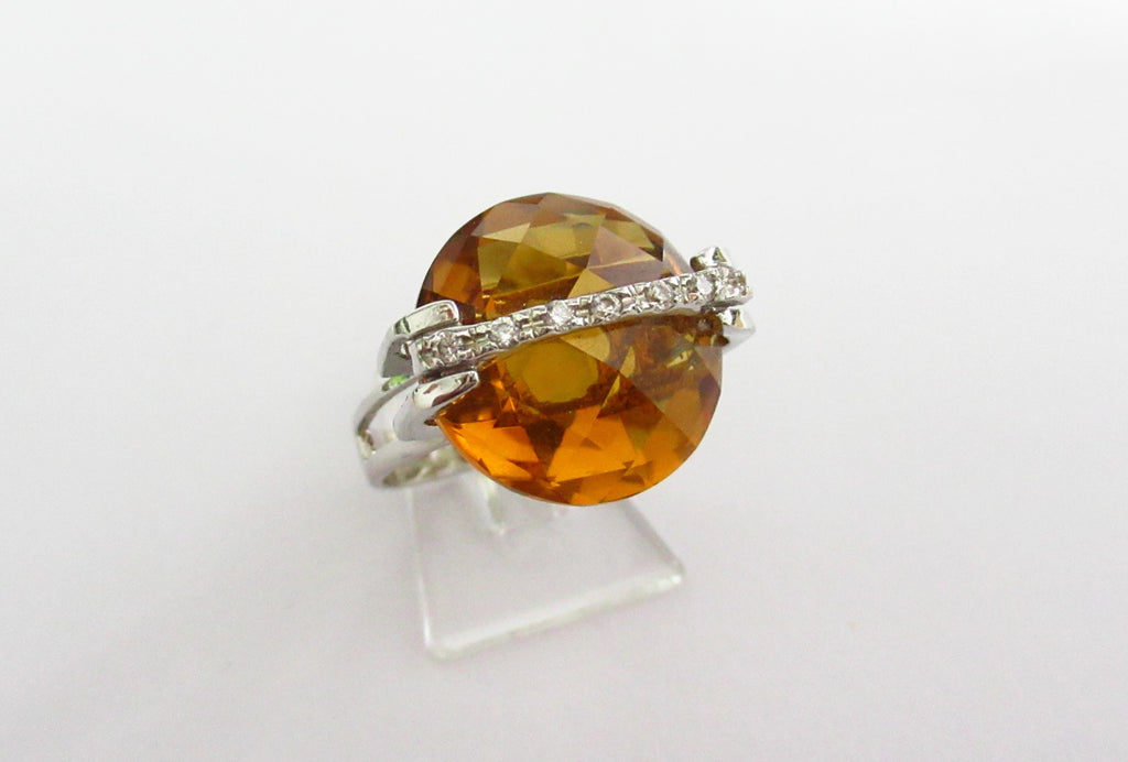 Anello fantasia donna Damiata Gioielli in oro bianco, quarzo e zirconi 595/102