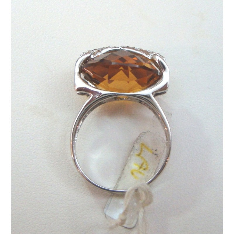Anello fantasia donna Damiata Gioielli in oro bianco, quarzo e zirconi 595/102