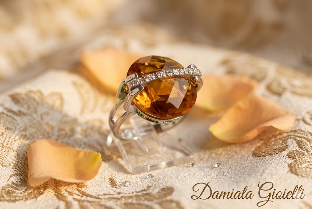 Anello fantasia donna Damiata Gioielli in oro bianco, quarzo e zirconi 595/102