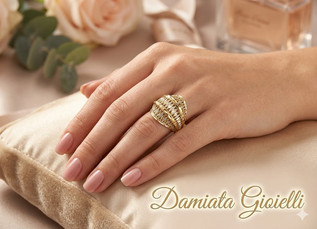 Anello fantasia donna Damiata Gioielli in oro giallo e bianco 599/5/102