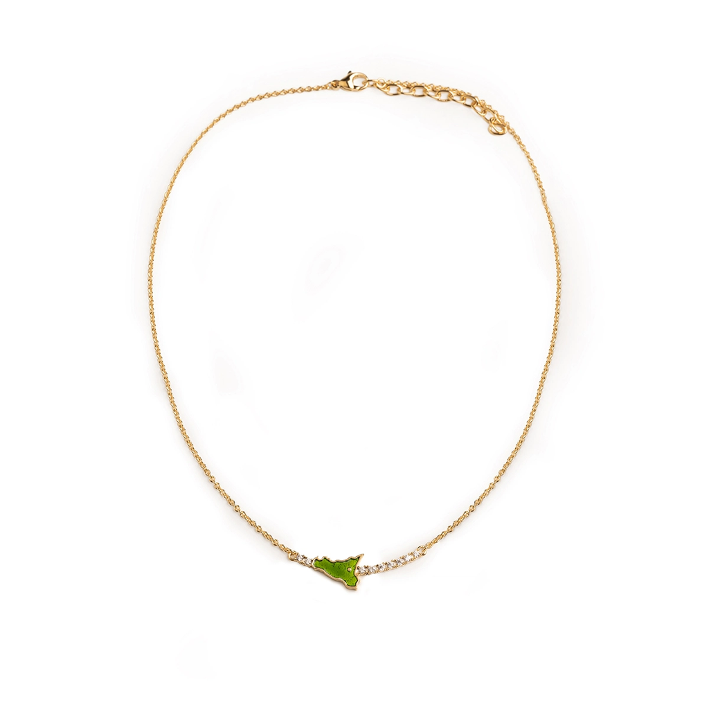Collana donna Isola Bella Sicilia in bronzo e zirconi 60000008