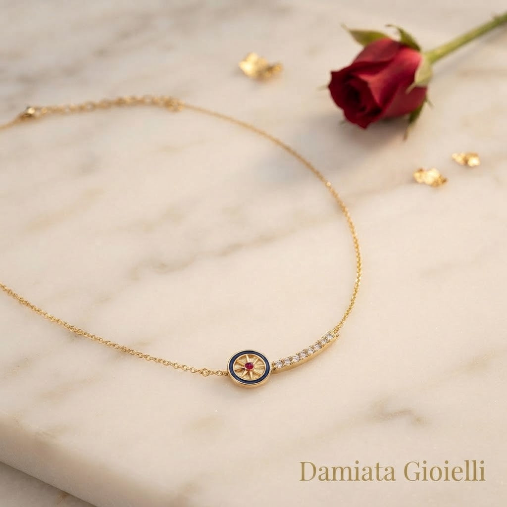 Collana donna Isola Bella Ruota in bronzo e zirconi ref. 60000013