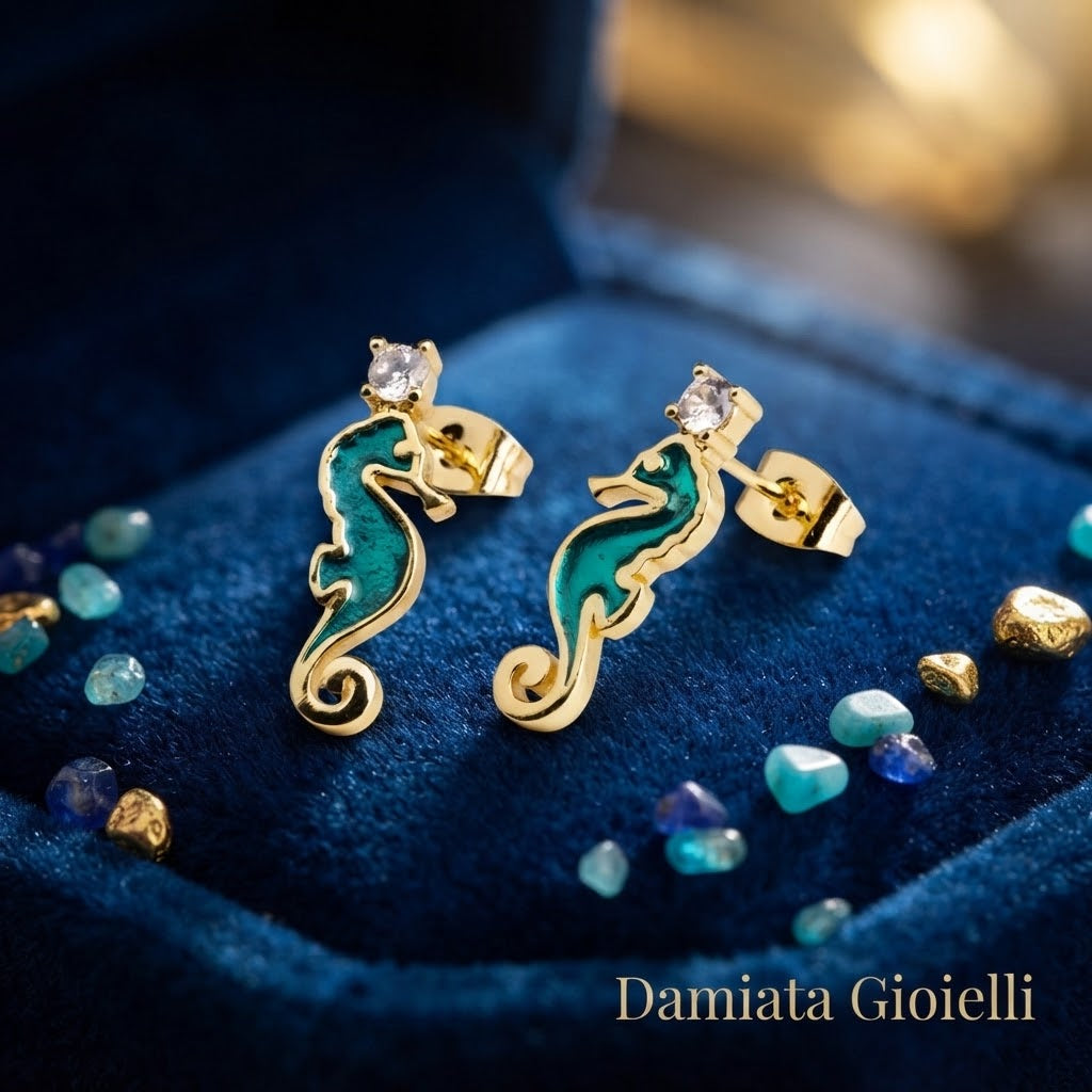 Orecchini donna Isola Bella Ippocampo in bronzo e zirconi ref. 60000021