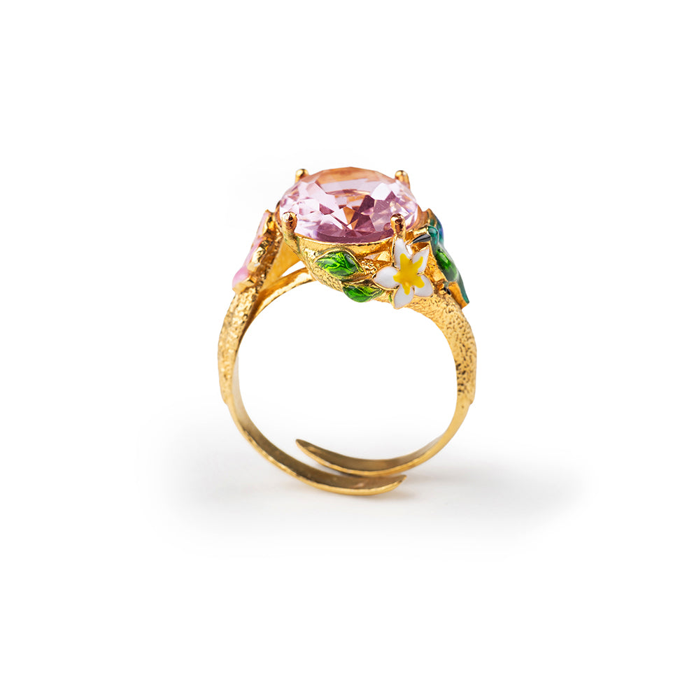 Anello donna Isola Bella Colibrì Gemma in lega placcata oro e cristallo 60000025